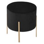 Casa si Gradina - Mobilier - Scaune si fotolii - Tabureti - Taburet rotund Atmosphera Ilyan, 34x40 cm, catifea si MDF, negru - Infinity.ro