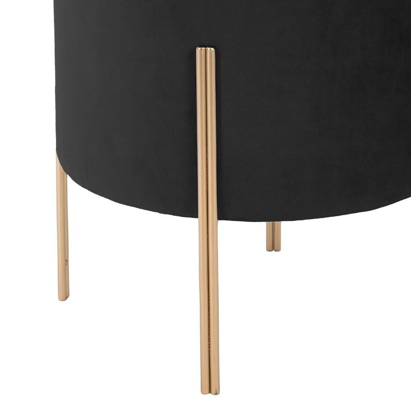 Casa si Gradina - Mobilier - Scaune si fotolii - Tabureti - Taburet rotund Atmosphera Ilyan, 34x40 cm, catifea si MDF, negru - Infinity.ro