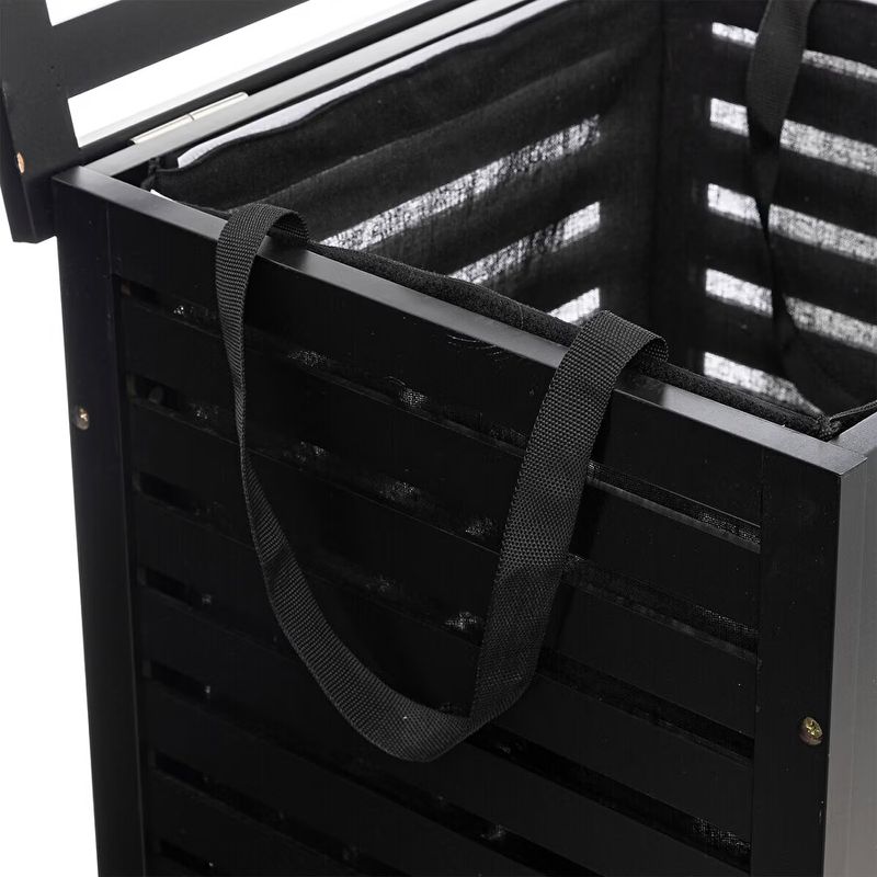 Casa si Gradina - Mobilier - Mobilier baie - Corpuri baie - Cos rufe 5Five Sicela din lemn MDF, capacitate 65 litri, 40x40x58 cm, negru - Infinity.ro