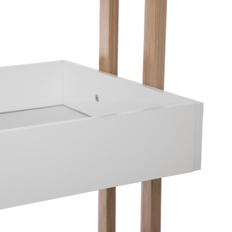 Casa si Gradina - Mobilier - Mobilier baie - Etajere baie - Etajera cu 4 rafturi 5Five Natureo pe roti, MDF si bambus, 40x30x88 cm, alb - Infinity.ro