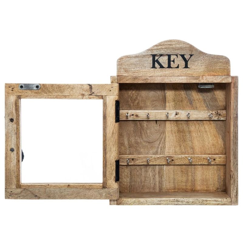 Casa si Gradina - Mobilier - Organizare si depozitare - Cutii depozitare - Cutie de chei Atmosphera Amalia cu 10 carlige, 30x40 cm, lemn masiv, design vintage, natur - Infinity.ro