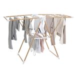 Casa si Gradina - Sanitare - Suporturi si accesorii baie - Accesorii baie - Uscator rufe 5Five Bara cu aripi laterale, efect lemn, ABS si spuma PVC, 138x51x90 cm, maro - Infinity.ro