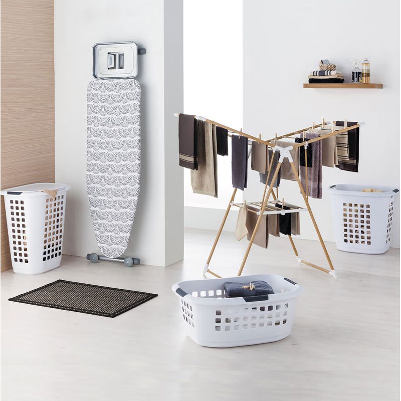 Casa si Gradina - Sanitare - Suporturi si accesorii baie - Accesorii baie - Uscator rufe 5Five Bara cu aripi laterale, efect lemn, ABS si spuma PVC, 138x51x90 cm, maro - Infinity.ro