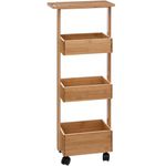 Casa si Gradina - Mobilier - Mobilier baie - Corpuri baie - Etajera 5Five pentru spatii inguste, pe roti, 3 niveluri, bambus, 33x18x89 cm, natur - Infinity.ro