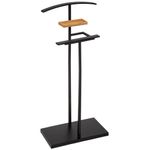 Casa si Gradina - Mobilier - Organizare si depozitare - Umerase si valeti - Suport haine valet 5Five Bamboo din otel si bambus, 44x22x114 cm, negru - Infinity.ro