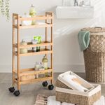 Casa si Gradina - Mobilier - Mobilier baie - Corpuri baie - Etajera mobila cu 3 niveluri 5Five Bambou, din bambus, 36x15x74 cm, bej - Infinity.ro