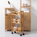 Casa si Gradina - Mobilier - Mobilier baie - Corpuri baie - Etajera mobila cu 3 niveluri 5Five Bambou, din bambus, 36x15x74 cm, bej - Infinity.ro