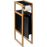Casa si Gradina - Sanitare - Suporturi si accesorii baie - Accesorii baie - Suport hartie igienica 5Five Natureo cu dulapior, MDF, 33x20x80 cm, negru - Infinity.ro