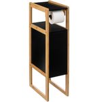 Casa si Gradina - Sanitare - Suporturi si accesorii baie - Accesorii baie - Suport hartie igienica 5Five Natureo cu dulapior, MDF, 33x20x80 cm, negru - Infinity.ro