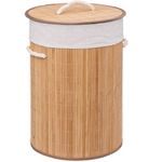 Market - Spalare si intretinere rufe - Uscatoare de rufe si accesorii - Cos rufe rotund 5Five Bambou cu capac, bambus, 48 litri, 35x50 cm, natur - Infinity.ro