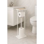 Casa si Gradina - Sanitare - Suporturi si accesorii baie - Accesorii baie - Suport hartie igienica 5Five cu raft depozitare, otel, 18x12x59 cm, alb - Infinity.ro