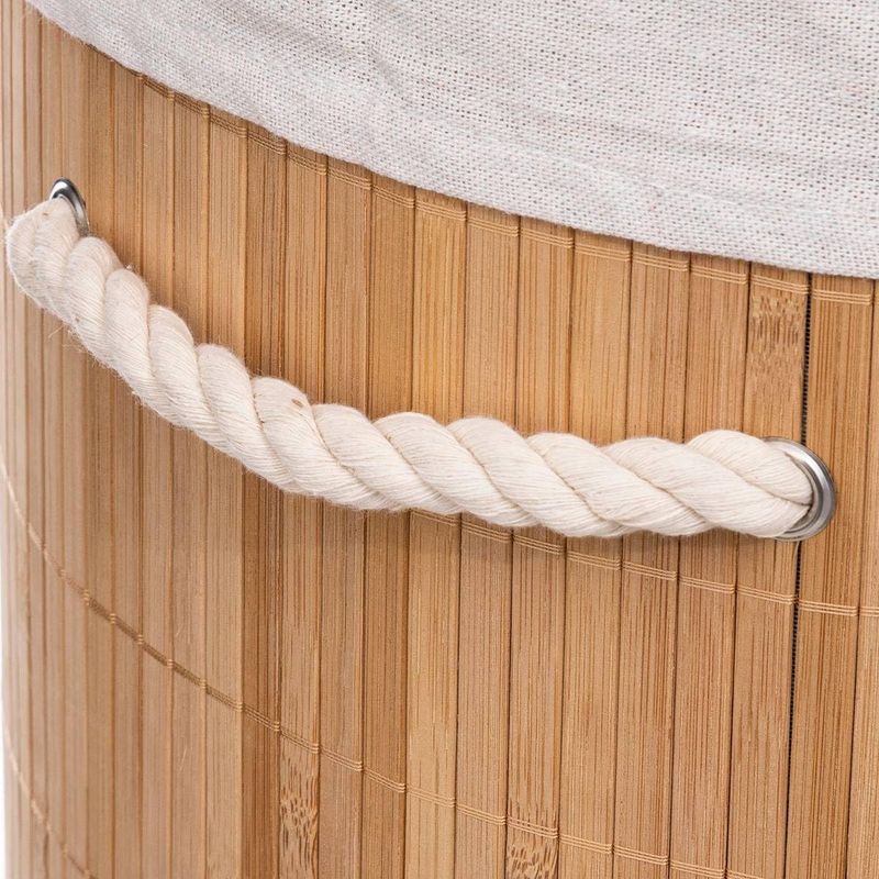 Market - Spalare si intretinere rufe - Uscatoare de rufe si accesorii - Cos rufe rotund 5Five Bambou cu capac, bambus, 48 litri, 35x50 cm, natur - Infinity.ro
