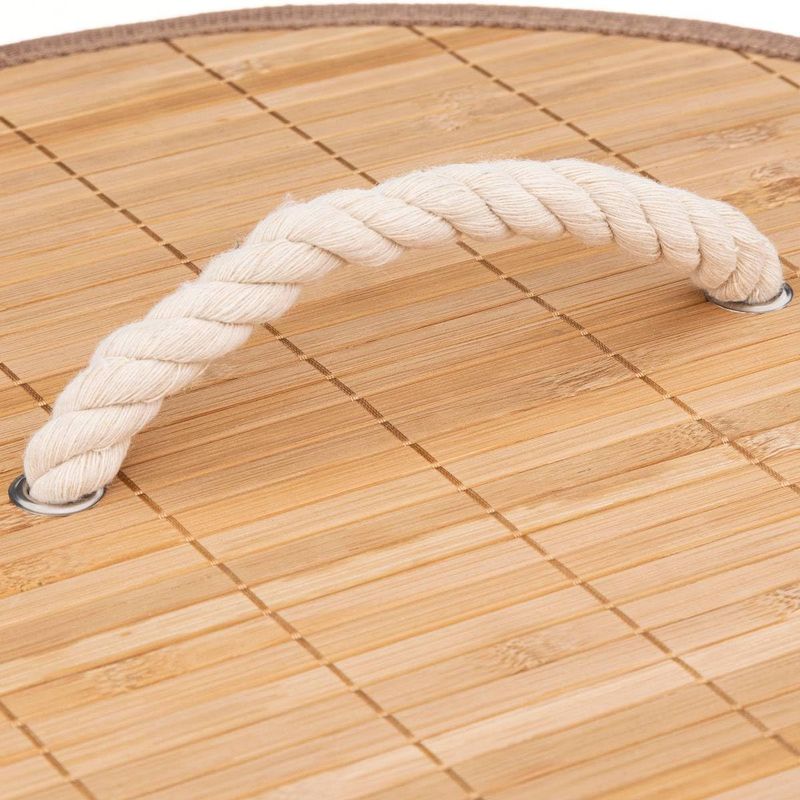 Market - Spalare si intretinere rufe - Uscatoare de rufe si accesorii - Cos rufe rotund 5Five Bambou cu capac, bambus, 48 litri, 35x50 cm, natur - Infinity.ro