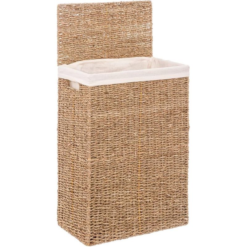 Market - Spalare si intretinere rufe - Uscatoare de rufe si accesorii - Cos rufe 5Five din trestie impletita, cadru metalic, 40 litri, 37x22x55 cm, maro - Infinity.ro