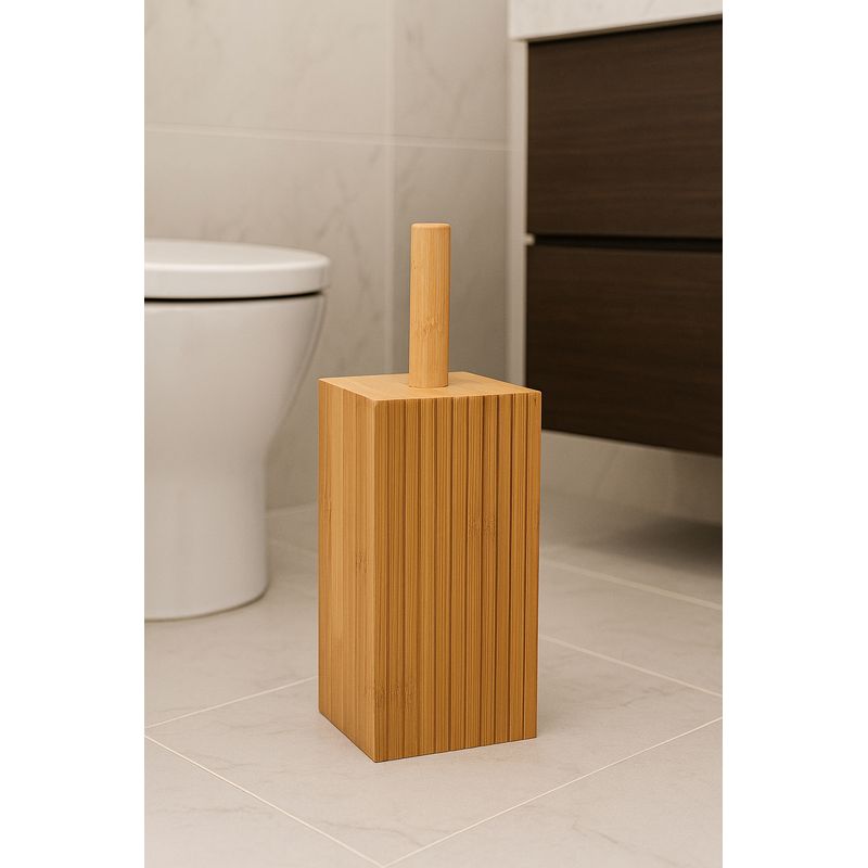 Casa si Gradina - Sanitare - Suporturi si accesorii baie - Accesorii baie - Perie toaleta 5Five Terre Inconnue cu suport cilindric, bambus si polipropilena, 10x10x38 cm, natur - Infinity.ro