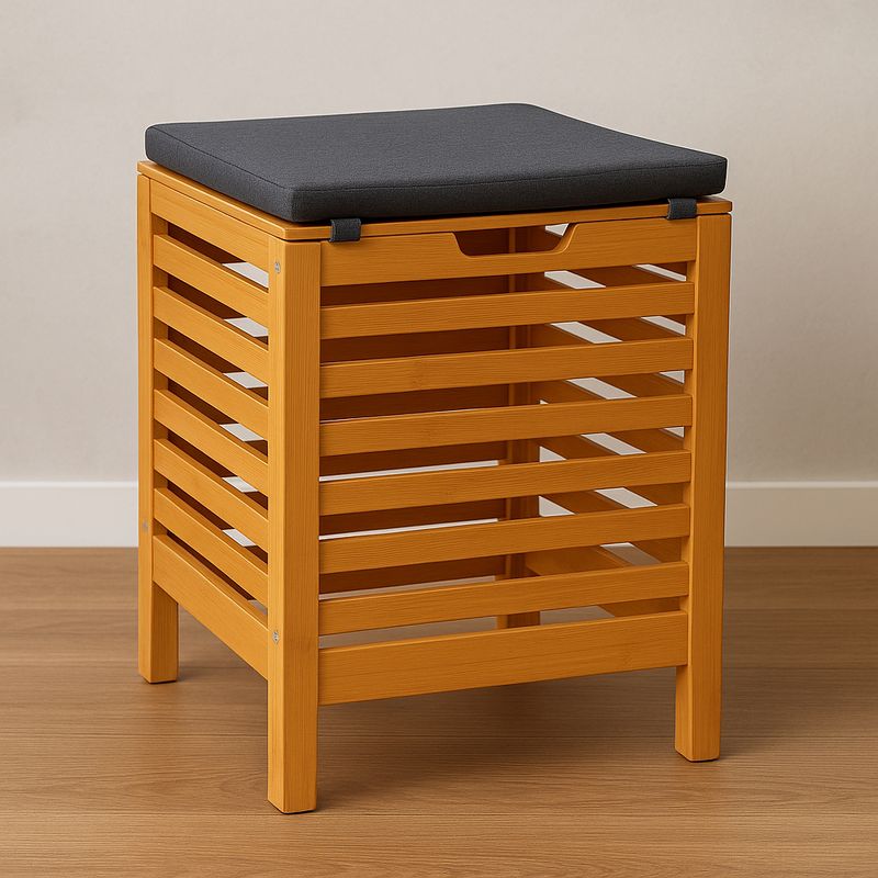 Casa si Gradina - Mobilier - Mobilier baie - Corpuri baie - Taburet multifunctional 5Five Sicela, spatiu depozitare, bambus, 35x35x49 cm, bej - Infinity.ro