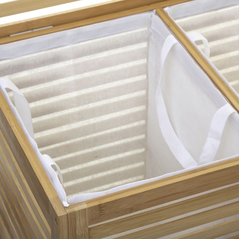 Market - Spalare si intretinere rufe - Uscatoare de rufe si accesorii - Cos rufe 5Five Sicela din bambus, 2 compartimente, capacitate 100L, 58x40x60 cm, natur - Infinity.ro
