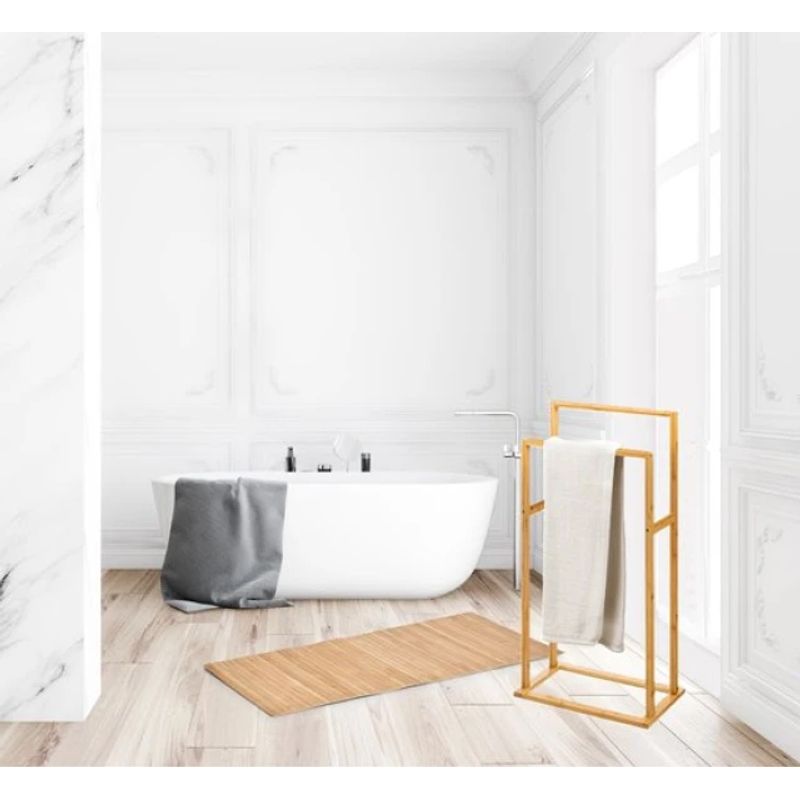 Casa si Gradina - Sanitare - Suporturi si accesorii baie - Accesorii baie - Suport prosoape 5Five Bamboo, 2 brate, bambus, 42x24x82 cm, maro - Infinity.ro