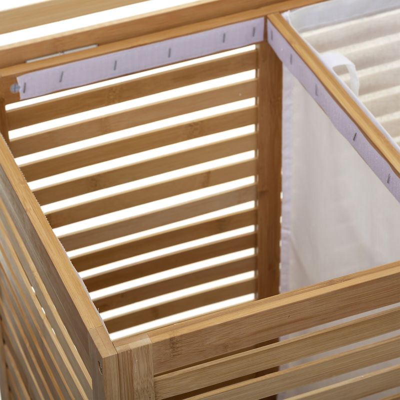 Market - Spalare si intretinere rufe - Uscatoare de rufe si accesorii - Cos rufe 5Five Sicela din bambus, 2 compartimente, capacitate 100L, 58x40x60 cm, natur - Infinity.ro