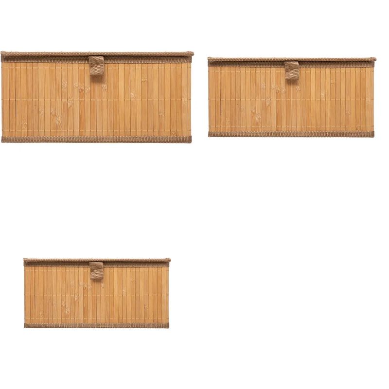 Casa si Gradina - Mobilier - Organizare si depozitare - Organizatoare pentru sertare si dulapuri - Set 3 cutii dreptunghiulare 5Five din bambus, marimi S-M-L, 32x25x16 cm, natur - Infinity.ro