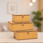 Casa si Gradina - Mobilier - Organizare si depozitare - Organizatoare pentru sertare si dulapuri - Set 3 cutii dreptunghiulare 5Five din bambus, marimi S-M-L, 32x25x16 cm, natur - Infinity.ro