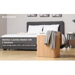 Market - Spalare si intretinere rufe - Uscatoare de rufe si accesorii - Cos de rufe din bambus cu capac, 2 compartimente, sac detasabil, volum 100L, 52x32x62cm, maro - Infinity.ro
