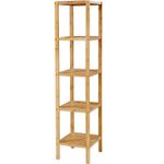 Casa si Gradina - Sanitare - Suporturi si accesorii baie - Accesorii baie - Raft de depozitare din bambus, 5 polite, pentru bucatarie sau baie, 146x33x33cm, maro natural - Infinity.ro