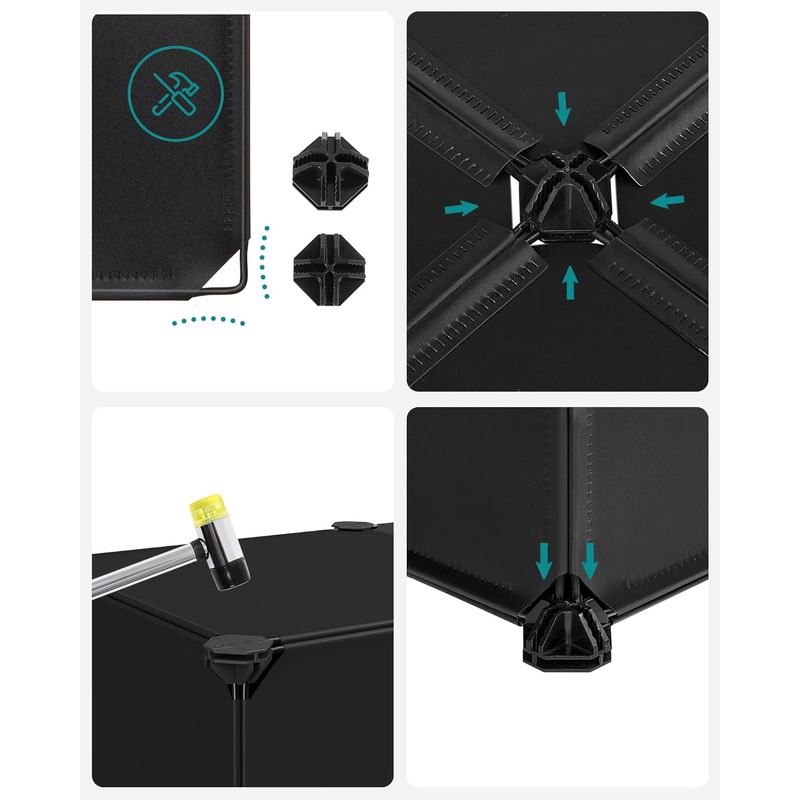 Casa si Gradina - Mobilier - Organizare si depozitare - Cutii depozitare - Dulap de depozitare pantofi modular, configurabil cu 10 compartimente, 43x31x173 cm, negru - Infinity.ro