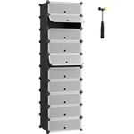 Casa si Gradina - Mobilier - Organizare si depozitare - Cutii depozitare - Dulap de depozitare pantofi modular, configurabil cu 10 compartimente, 43x31x173 cm, negru - Infinity.ro