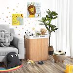 Market - Spalare si intretinere rufe - Uscatoare de rufe si accesorii - Cos de rufe din bambus cu capac, 2 compartimente, sac detasabil, volum 100L, 52x32x62cm, maro - Infinity.ro