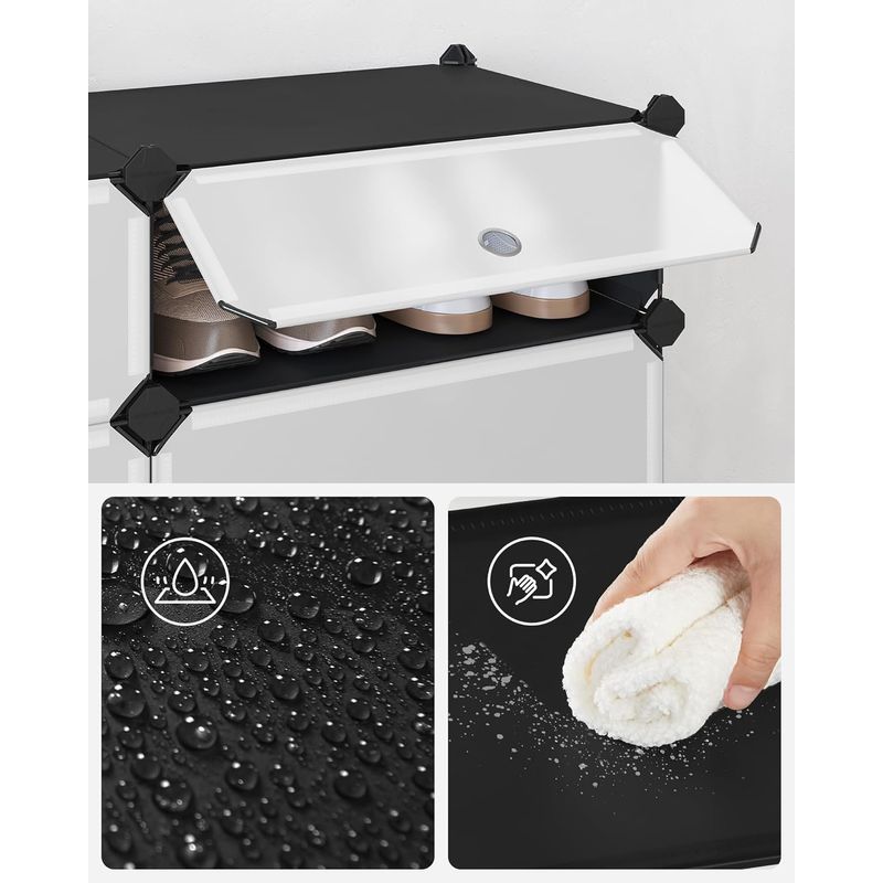 Casa si Gradina - Mobilier - Organizare si depozitare - Cutii depozitare - Dulap de depozitare pantofi modular, configurabil cu 10 compartimente, 43x31x173 cm, negru - Infinity.ro