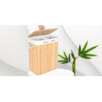 Market - Spalare si intretinere rufe - Uscatoare de rufe si accesorii - Cos de rufe din bambus cu capac, 2 compartimente, sac detasabil, volum 100L, 52x32x62cm, maro - Infinity.ro