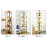 Casa si Gradina - Sanitare - Suporturi si accesorii baie - Accesorii baie - Raft de depozitare din bambus, 5 polite, pentru bucatarie sau baie, 146x33x33cm, maro natural - Infinity.ro