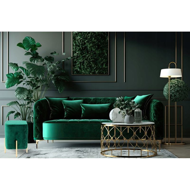 Casa si Gradina - Mobilier - Scaune si fotolii - Tabureti - Taburet patrat, tapitat cu stofa, picioare otel, sarcina 100kg, 28x42cm, verde - Infinity.ro
