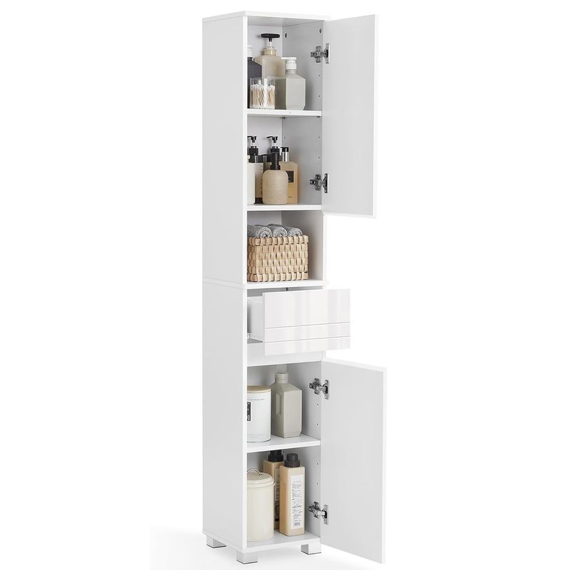 Casa si Gradina - Mobilier - Mobilier baie - Corpuri baie - Dulap de baie tip coloana, din MDF, cu sertar si 2 usi, 30x30x170cm, alb - Infinity.ro