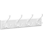 Casa si Gradina - Mobilier - Organizare si depozitare - Cuiere - Cuier perete cu 4 carlige triple, MDF si aliaj zinc, 40x11 cm, alb - Infinity.ro