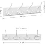 Casa si Gradina - Mobilier - Organizare si depozitare - Cuiere - Cuier perete cu 4 carlige triple, MDF si aliaj zinc, 40x11 cm, alb - Infinity.ro