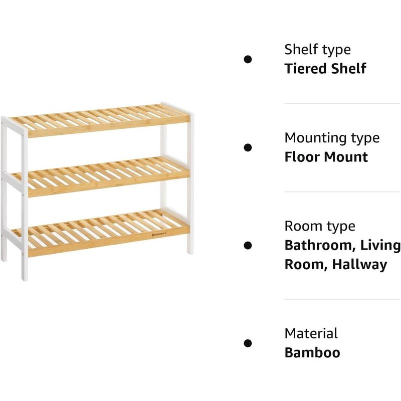 Casa si Gradina - Mobilier - Mobilier baie - Corpuri baie - Raft de depozitare din bambus, cu 3 niveluri, 26x70x55cm, alb si maro - Infinity.ro