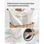 Market - Spalare si intretinere rufe - Uscatoare de rufe si accesorii - Cos de rufe din bambus, pliabil, cu captuseala detasabila lavabila, 3 compartimente, 150L, 60x40x60cm, natural - Infinity.ro