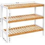 Casa si Gradina - Mobilier - Mobilier baie - Corpuri baie - Raft de depozitare din bambus, cu 3 niveluri, 26x70x55cm, alb si maro - Infinity.ro