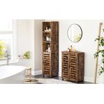 Casa si Gradina - Mobilier - Mobilier baie - Corpuri baie - Dulap de baie, cu 3 compartimente deschise si spatiu de depozitare cu usa, 40x30x167cm, maro vintage - Infinity.ro