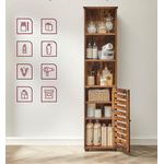 Casa si Gradina - Mobilier - Mobilier baie - Corpuri baie - Dulap de baie, cu 3 compartimente deschise si spatiu de depozitare cu usa, 40x30x167cm, maro vintage - Infinity.ro