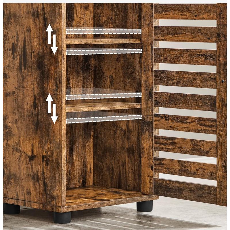 Casa si Gradina - Mobilier - Mobilier baie - Corpuri baie - Dulap de baie, cu 3 compartimente deschise si spatiu de depozitare cu usa, 40x30x167cm, maro vintage - Infinity.ro