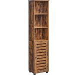 Casa si Gradina - Mobilier - Mobilier baie - Corpuri baie - Dulap de baie, cu 3 compartimente deschise si spatiu de depozitare cu usa, 40x30x167cm, maro vintage - Infinity.ro