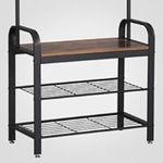 Casa si Gradina - Mobilier - Organizare si depozitare - Cuiere - Cuier pentru haine, cu banc depozitare pantofi, 9 carlige detasabile, sina pentru haine, 34x77x183cm, industrial - Infinity.ro