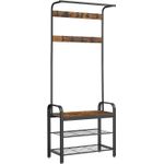 Casa si Gradina - Mobilier - Organizare si depozitare - Cuiere - Cuier pentru haine, cu banc depozitare pantofi, 9 carlige detasabile, sina pentru haine, 34x77x183cm, industrial - Infinity.ro