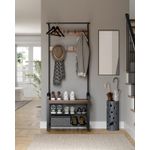 Casa si Gradina - Mobilier - Organizare si depozitare - Cuiere - Cuier pentru haine, cu banc depozitare pantofi, 9 carlige detasabile, sina pentru haine, 34x77x183cm, industrial - Infinity.ro