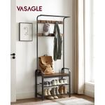 Casa si Gradina - Mobilier - Organizare si depozitare - Cuiere - Cuier pentru haine, cu banc depozitare pantofi, 9 carlige detasabile, sina pentru haine, 34x77x183cm, industrial - Infinity.ro