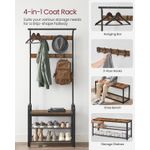 Casa si Gradina - Mobilier - Organizare si depozitare - Cuiere - Cuier pentru haine, cu banc depozitare pantofi, 9 carlige detasabile, sina pentru haine, 34x77x183cm, industrial - Infinity.ro