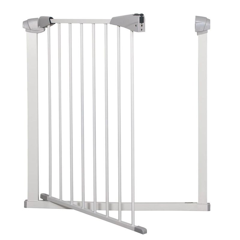 Petshop - Accesorii petshop - Jucarii animale - Jucarii educative - Poarta de siguranta Safety Gate pentru scari, ajustabila 97-106 cm, din otel, alba - Infinity.ro